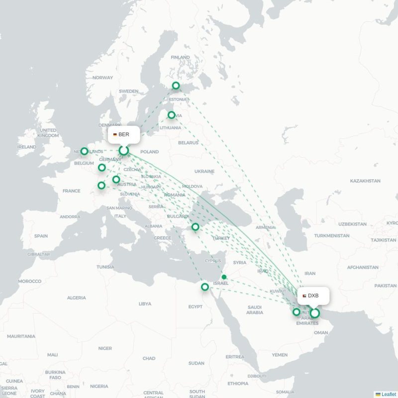BER - DXB route map