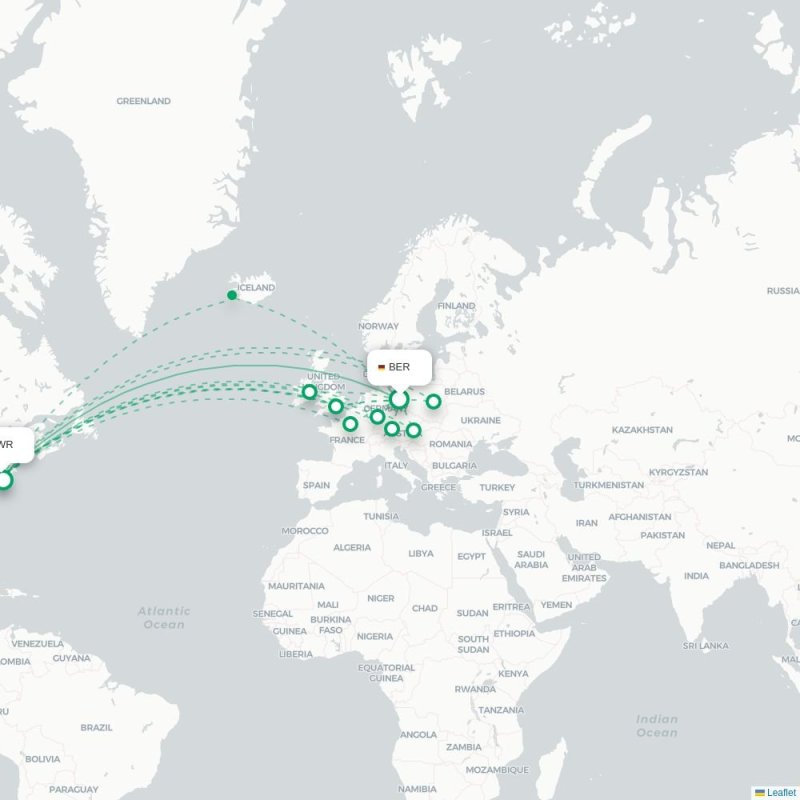 BER - EWR route map