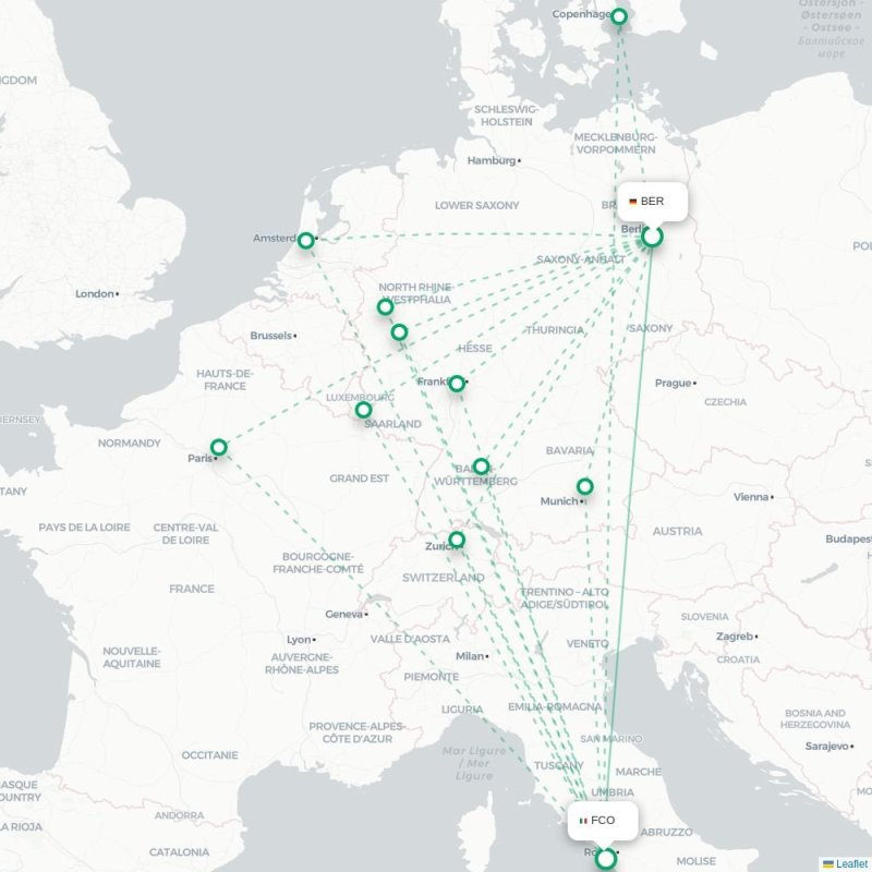 BER - FCO route map