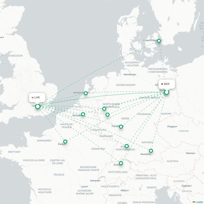 BER - LHR route map