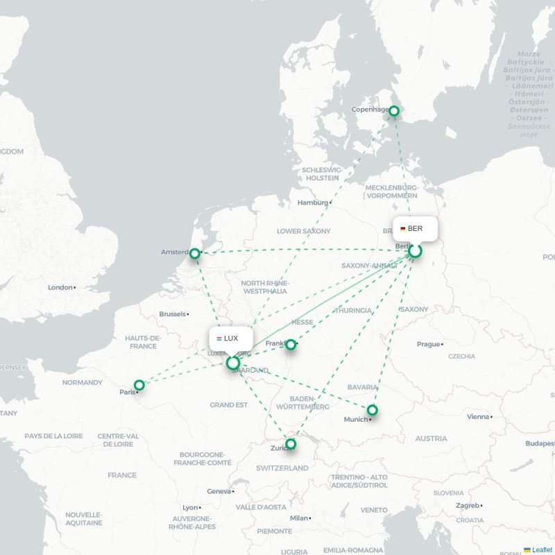 BER - LUX route map