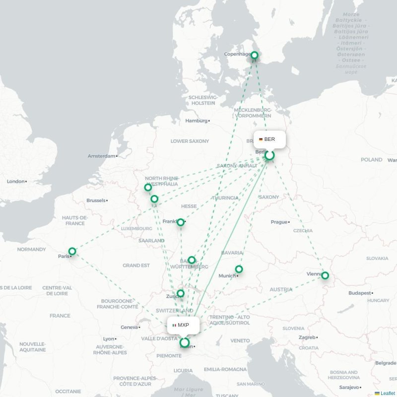 BER - MXP route map