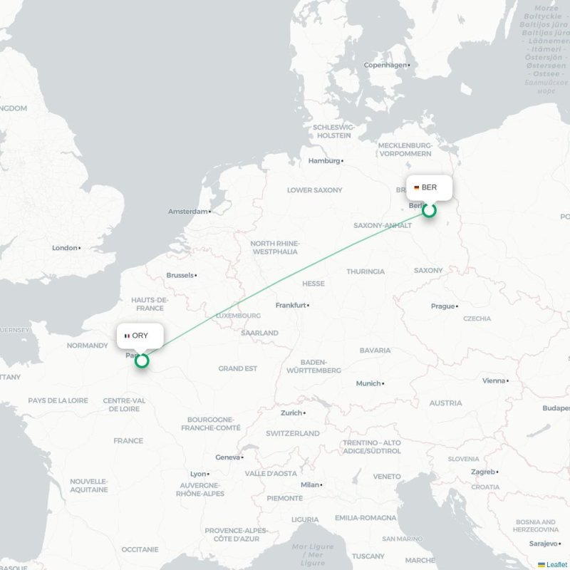 BER - ORY route map