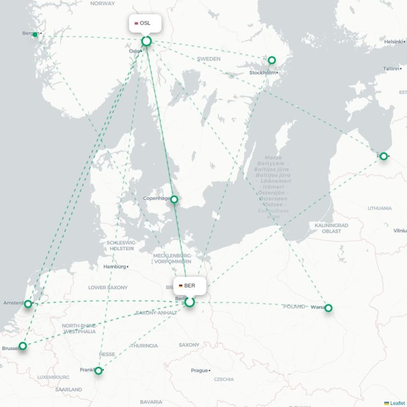 BER - OSL route map