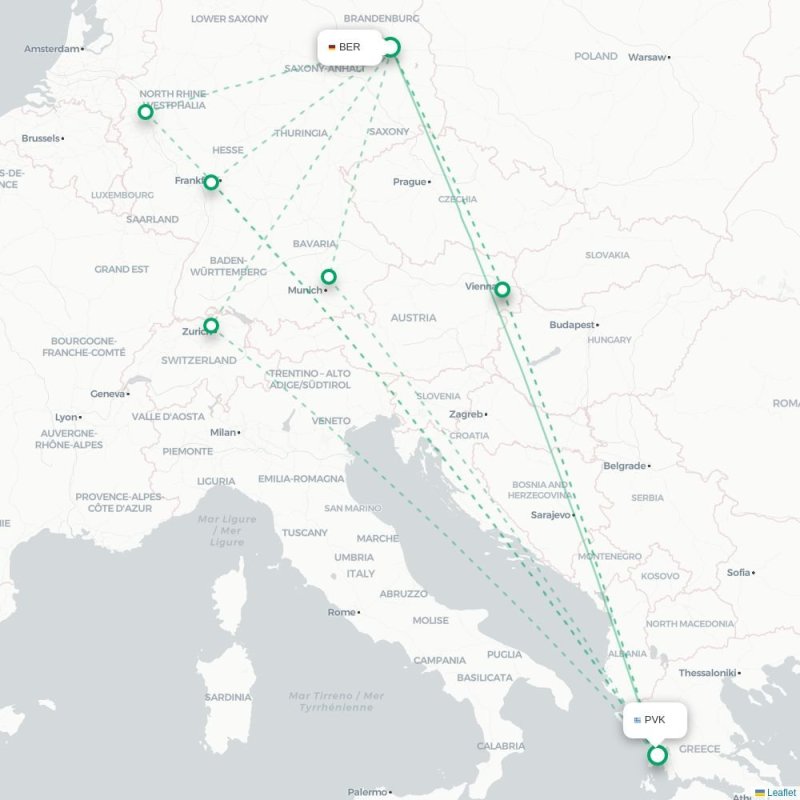 BER - PVK route map
