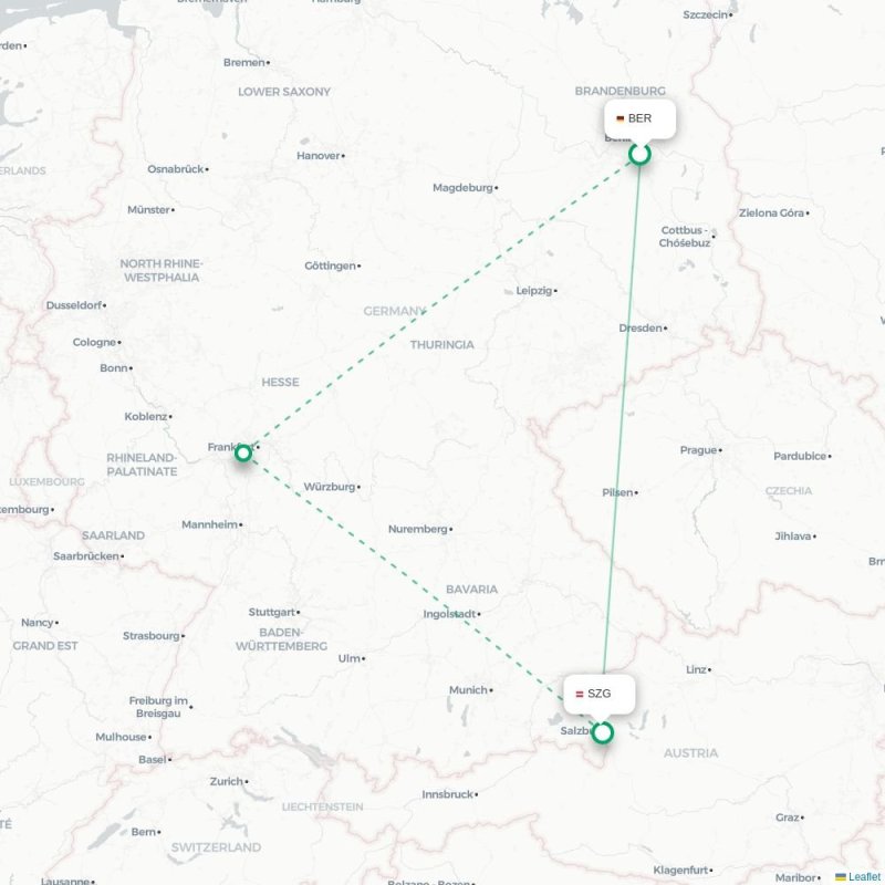 BER - SZG route map