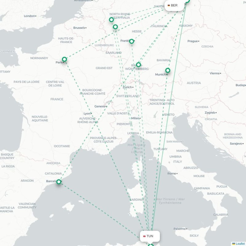 BER - TUN route map