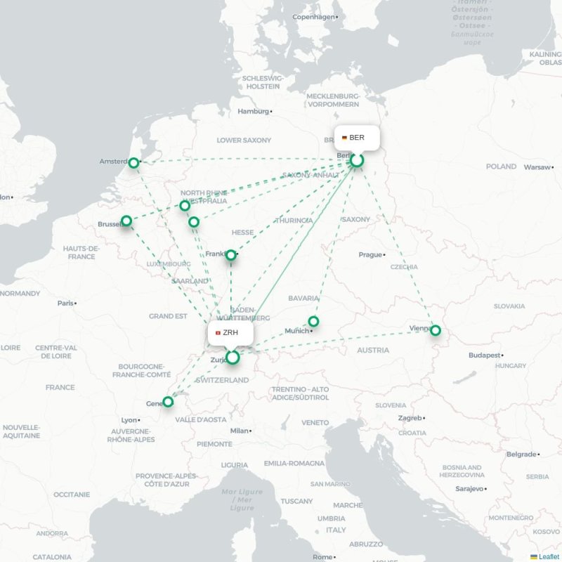 BER - ZRH route map