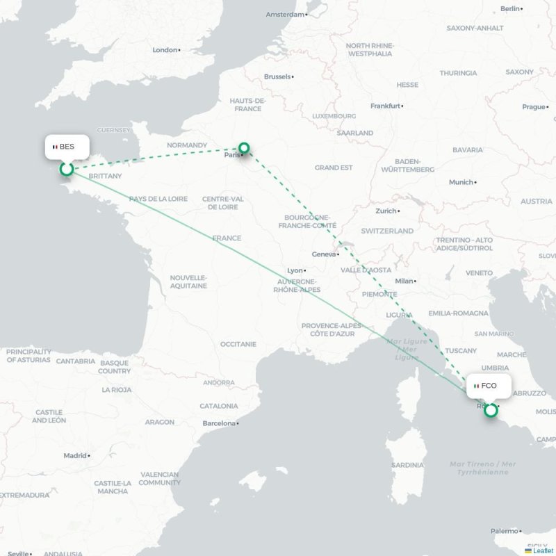 BES - FCO route map