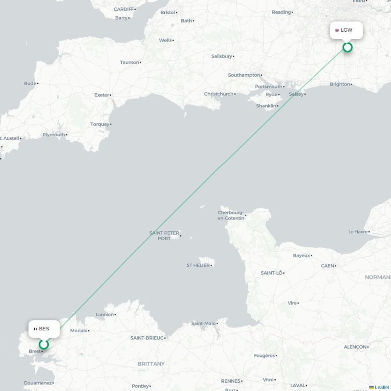 BES - LGW route map