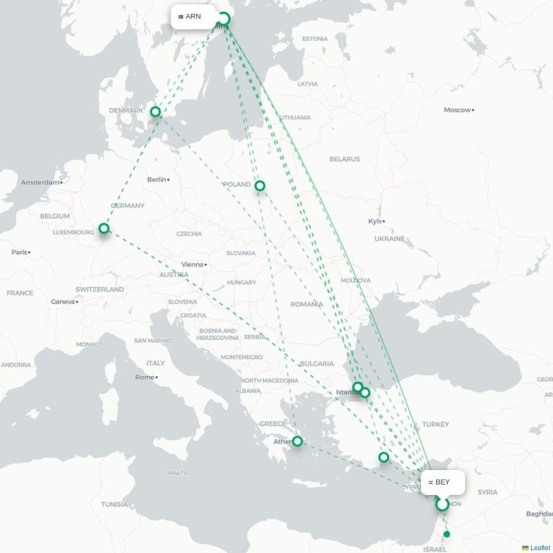 BEY - ARN route map
