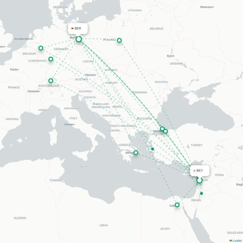 BEY - BER route map