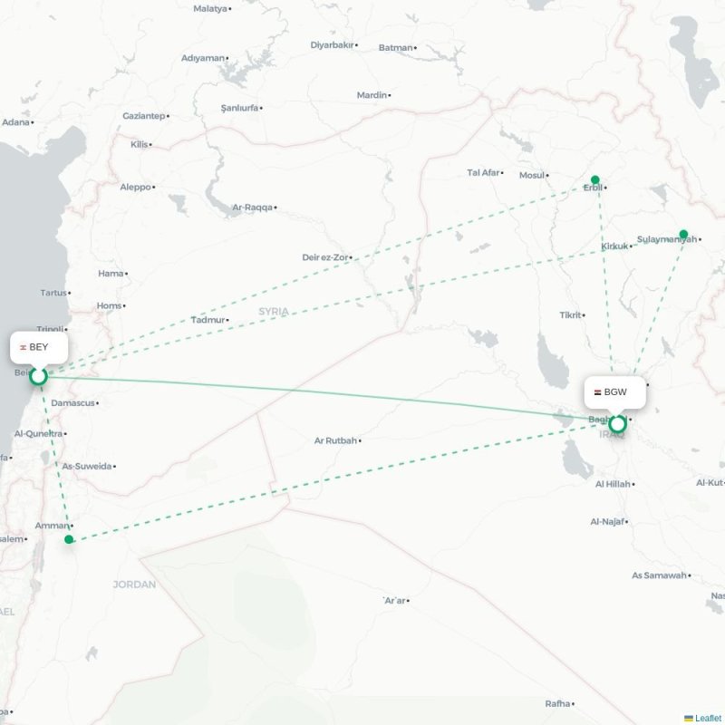 BEY - BGW route map
