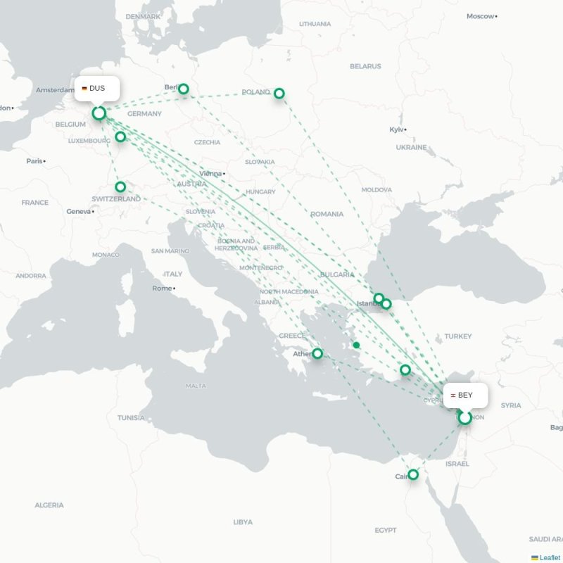 BEY - DUS route map