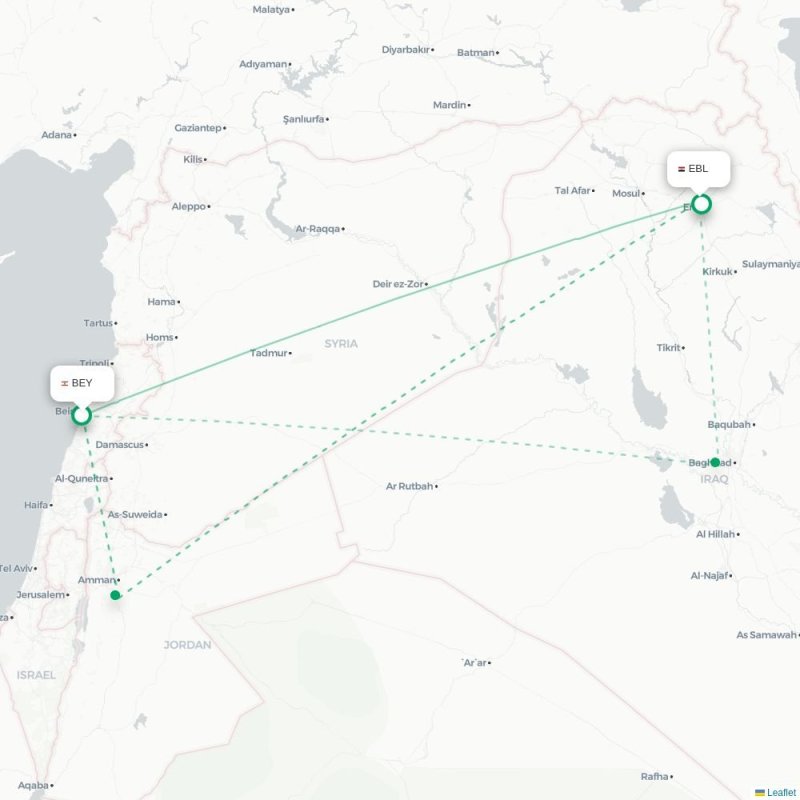 BEY - EBL route map