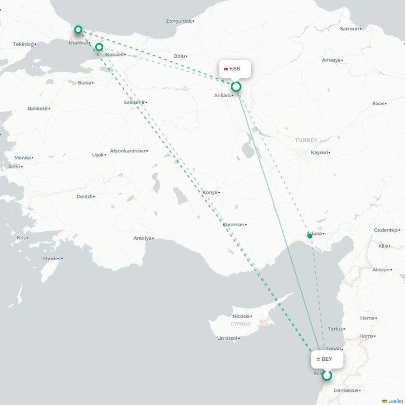 BEY - ESB route map