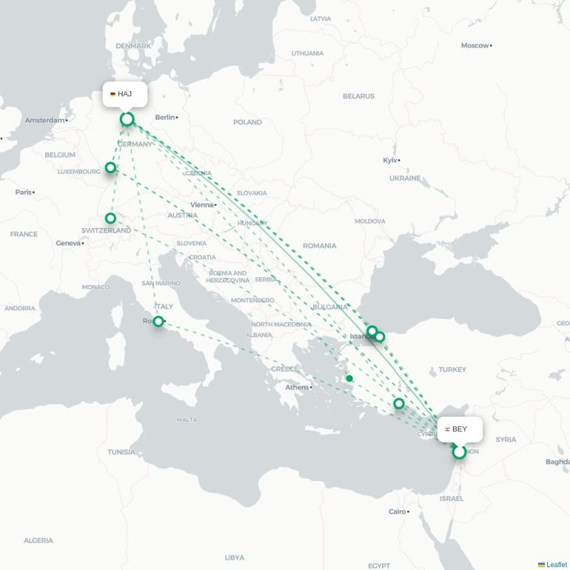 BEY - HAJ route map