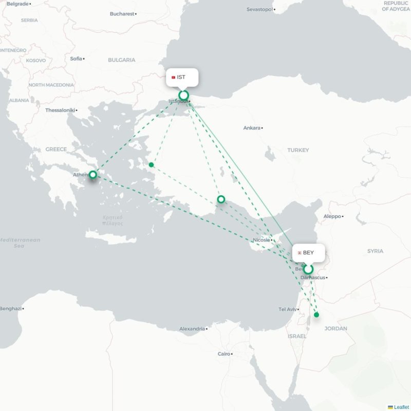 BEY - IST route map
