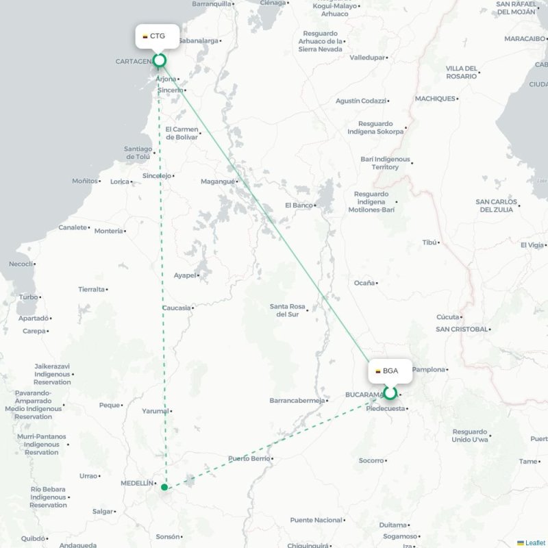 BGA - CTG route map