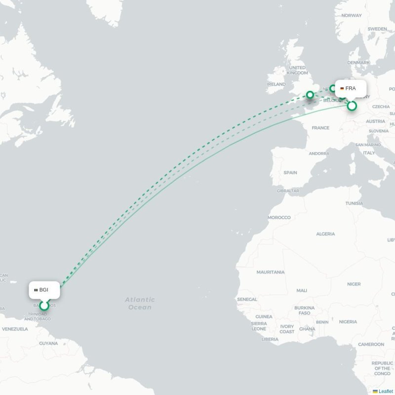 BGI - FRA route map