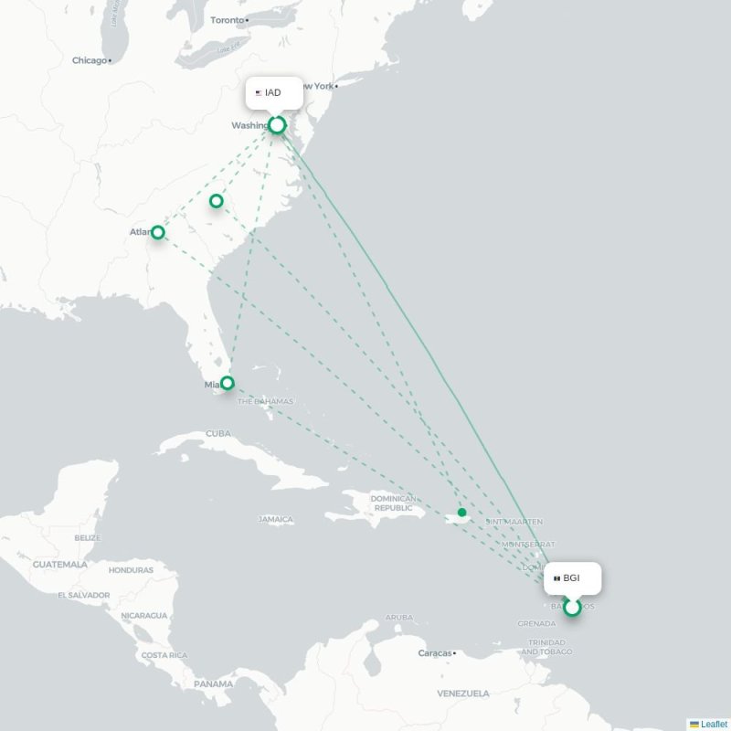 BGI - IAD route map