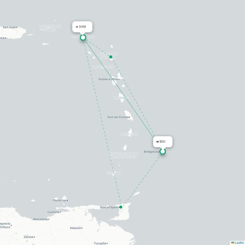 BGI - SXM route map