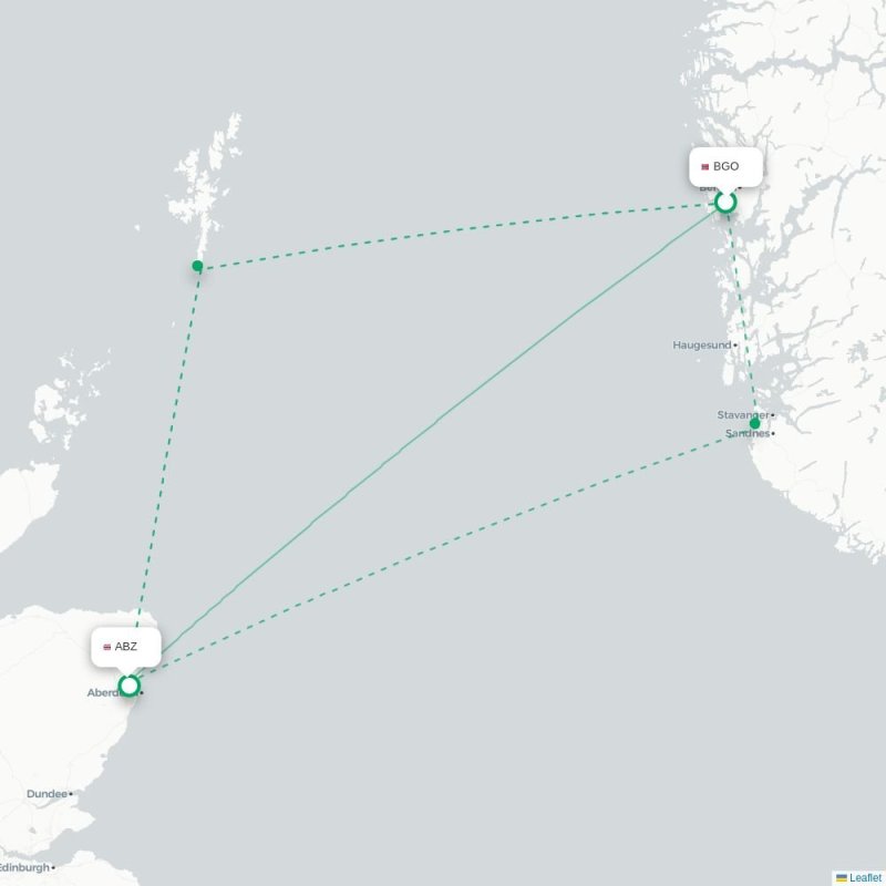 BGO - ABZ route map
