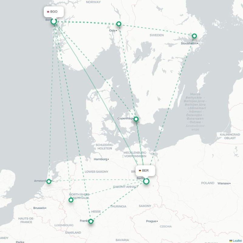 BGO - BER route map
