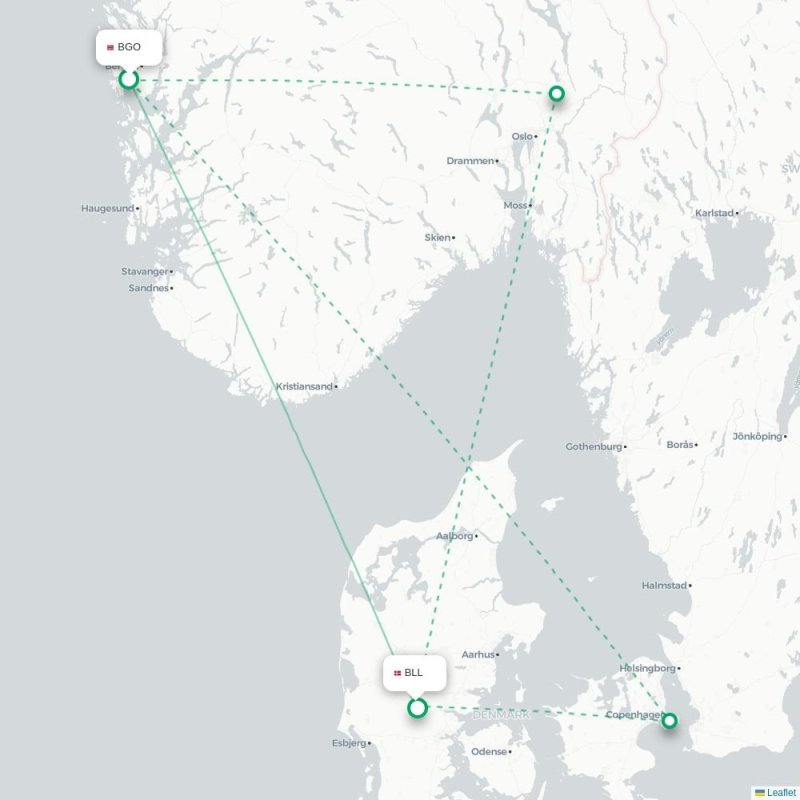 BGO - BLL route map