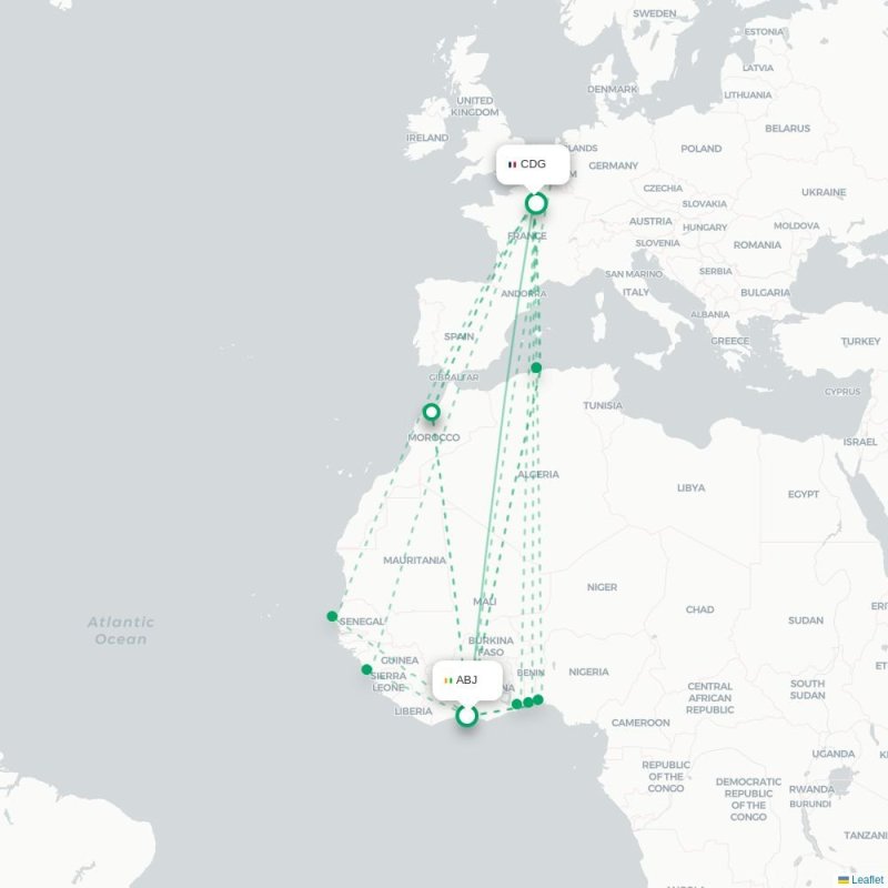 BGO - CDG route map