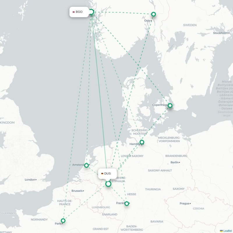 BGO - DUS route map