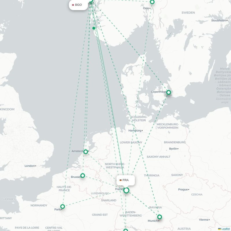 BGO - FRA route map