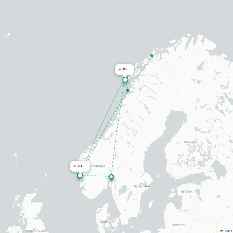 BGO - LKN route map