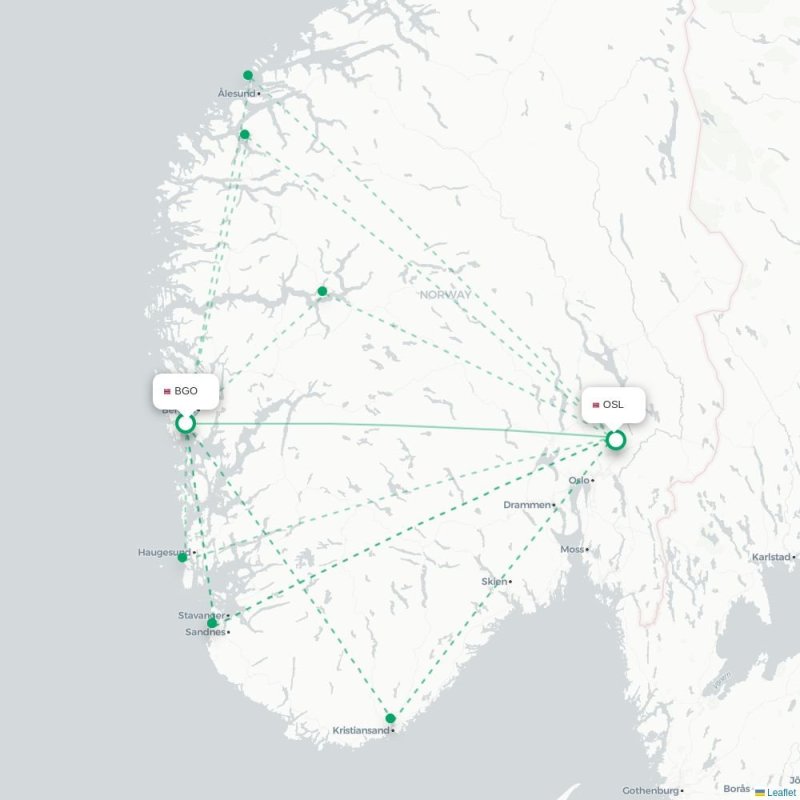 BGO - OSL route map