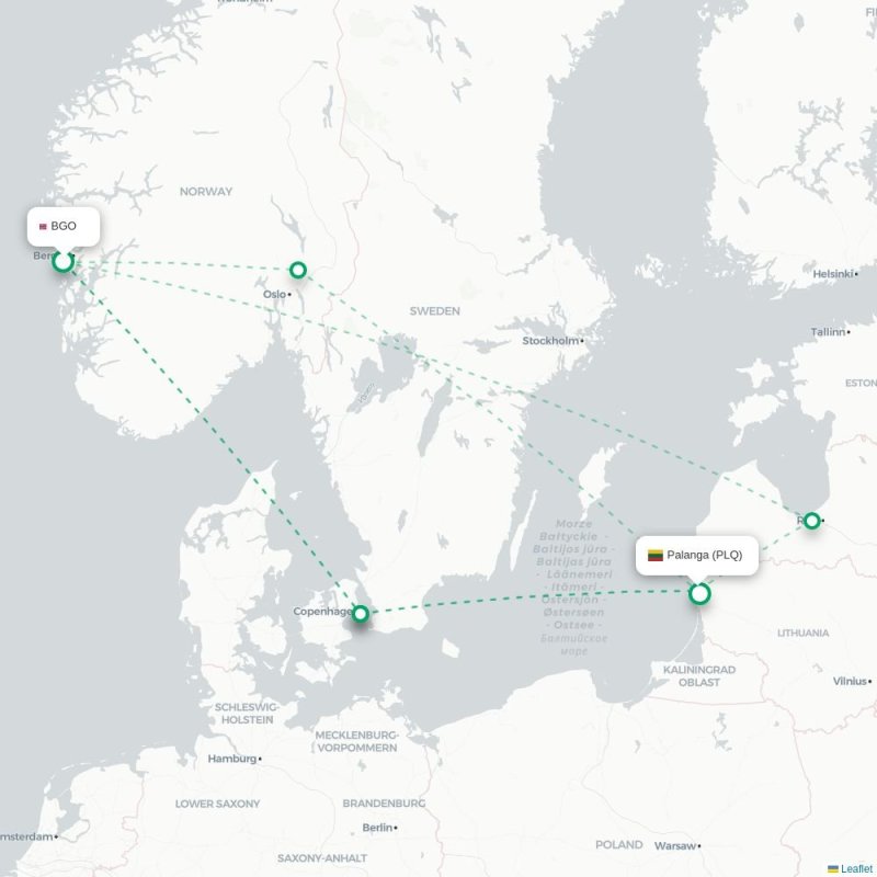 BGO - PLQ route map
