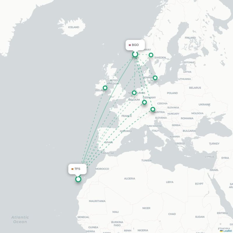 BGO - TFS route map