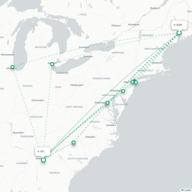 BGR - ATL route map