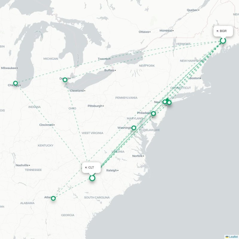 BGR - CLT route map