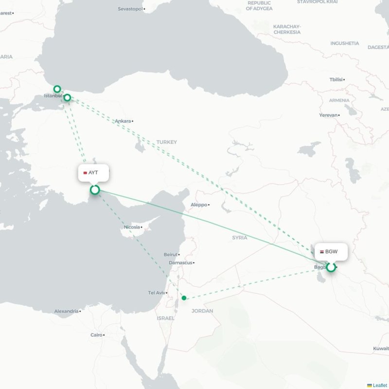 BGW - AYT route map