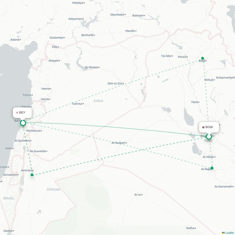 BGW - BEY route map