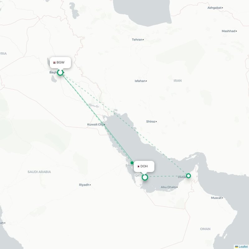 BGW - DOH route map