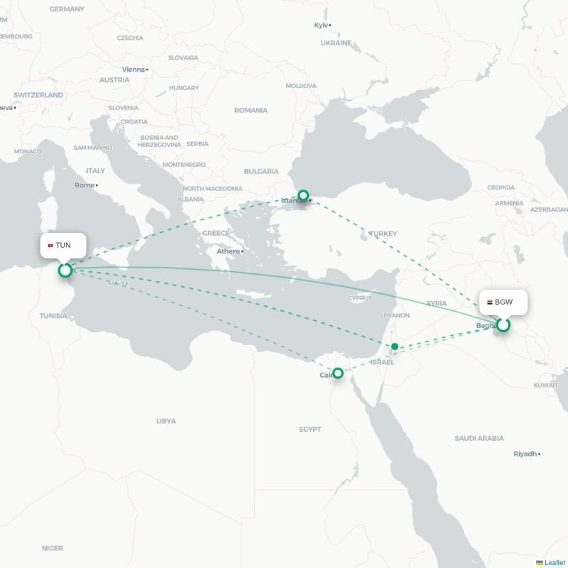 BGW - TUN route map