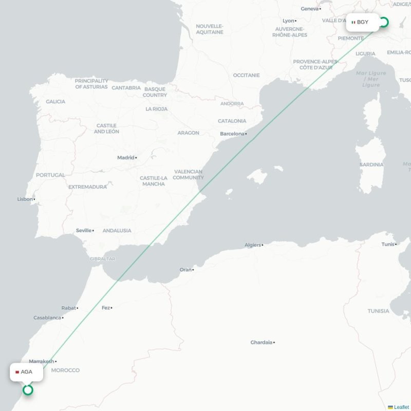 BGY - AGA route map