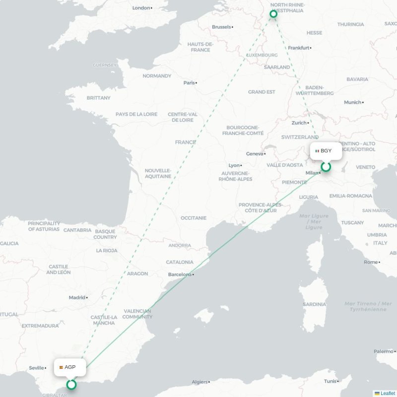 BGY - AGP route map
