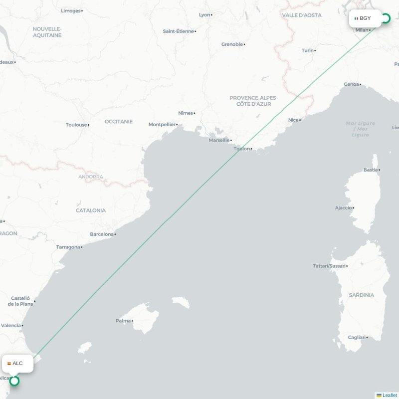 BGY - ALC route map