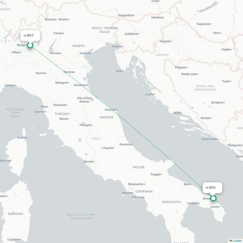 BGY - BDS route map