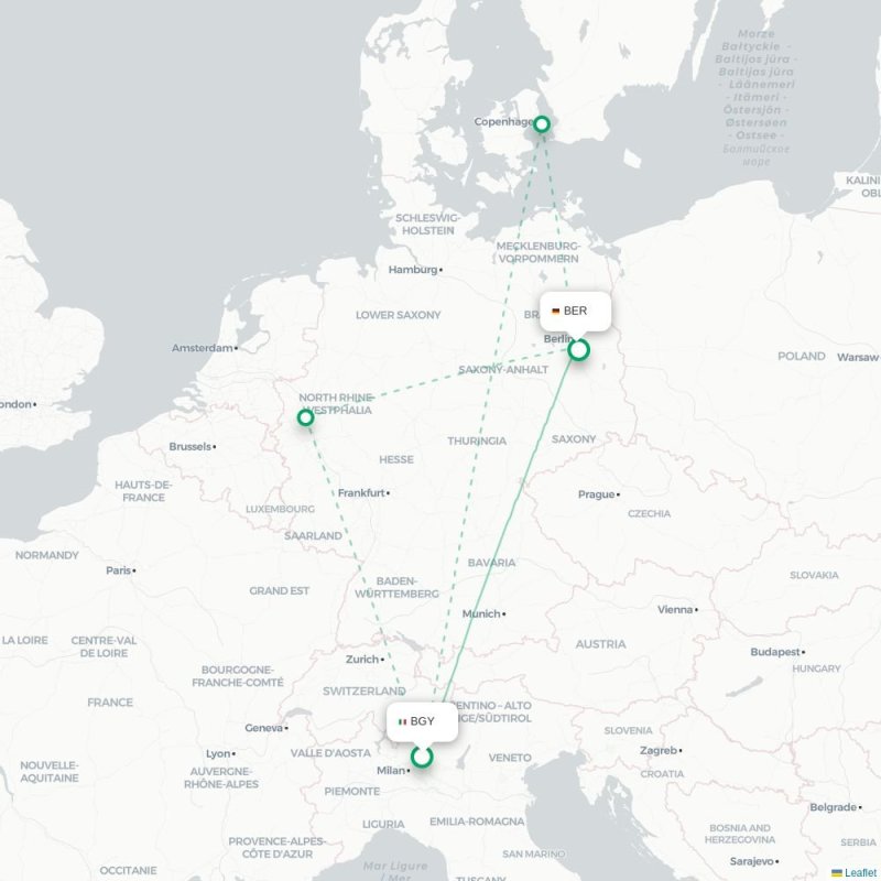 BGY - BER route map