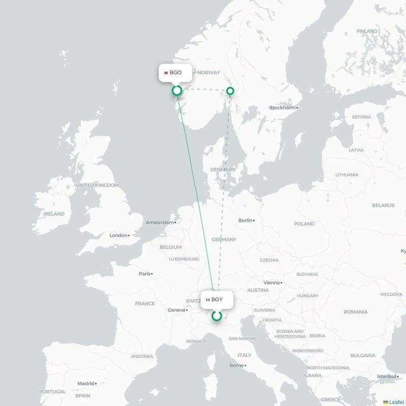 BGY - BGO route map