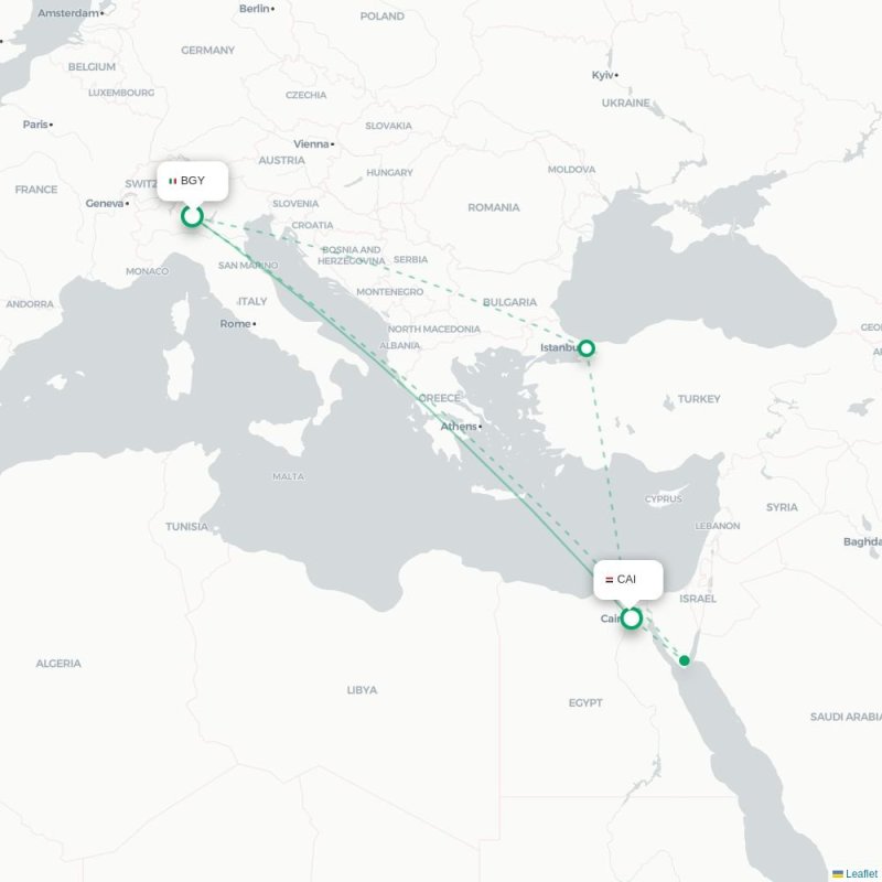 BGY - CAI route map