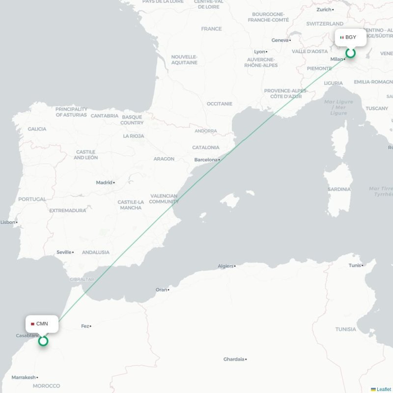BGY - CMN route map